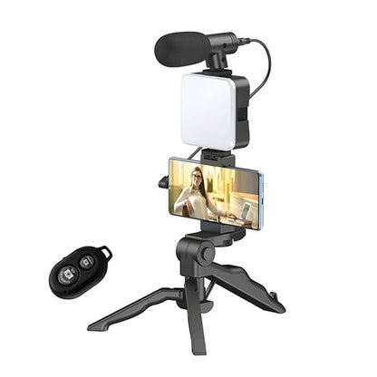 Portable 6-in-1 Vlogging Kit with LED light and Mic