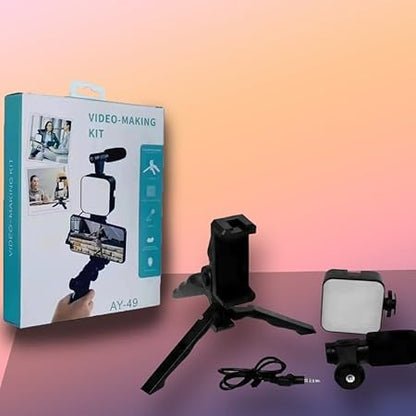 Portable 6-in-1 Vlogging Kit with LED light and Mic