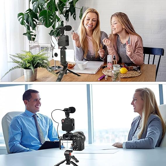 Portable 6-in-1 Vlogging Kit with LED light and Mic