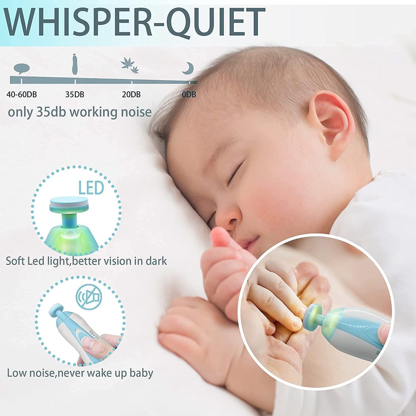 Electric Baby Nail Trimmer with LED Light